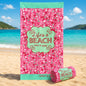 Serviette de Plage Microfibre Design Floral Plage Rose – 150 x 70 cm