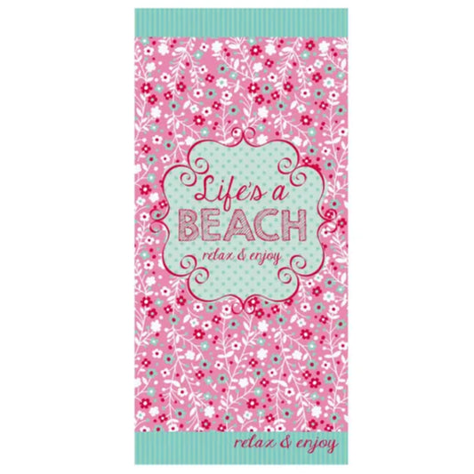 Serviette de Plage Microfibre Florale Rose – 150 × 70 cm | Séchage Rapide