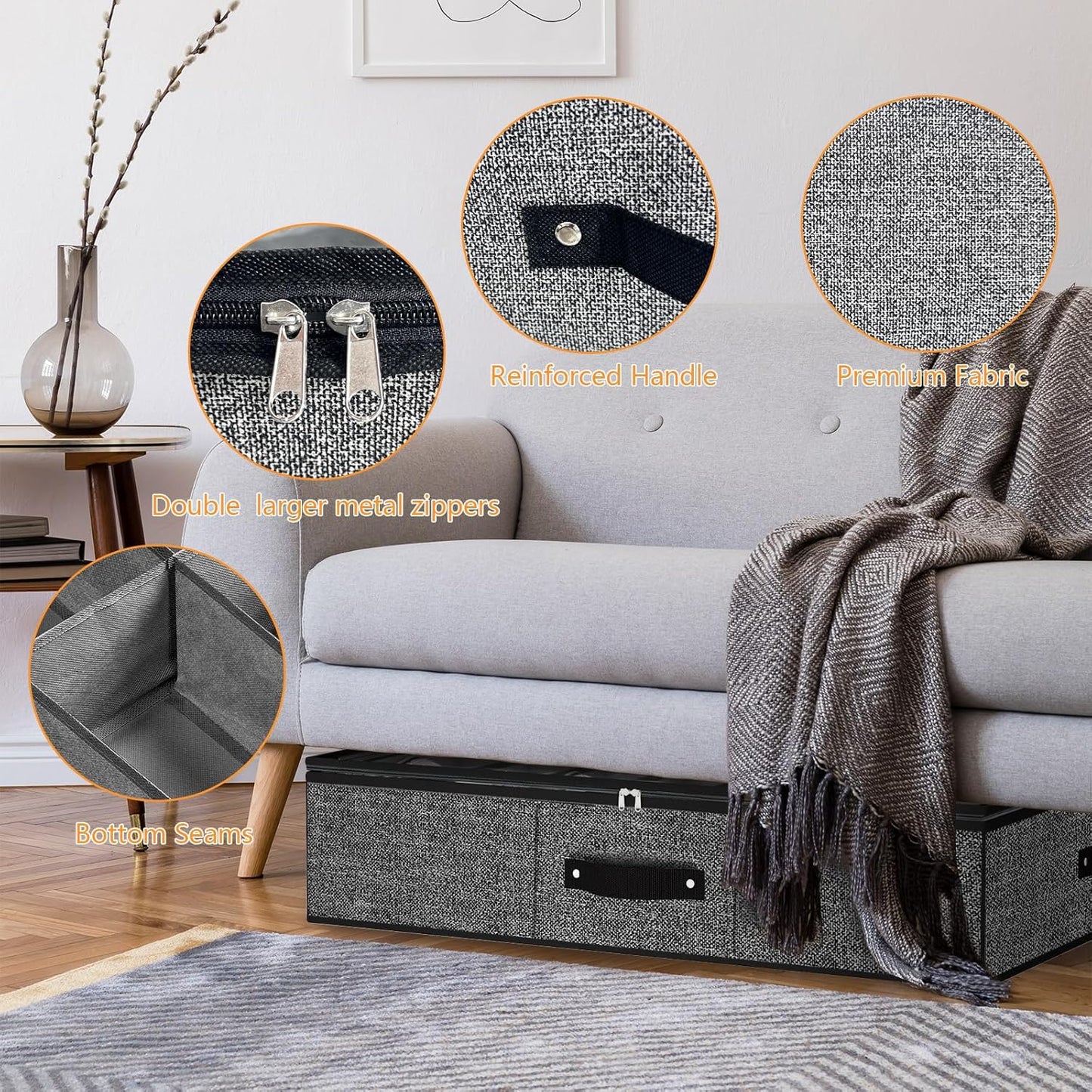 Organiseur de Chaussures Sous Lit 12 Paires – Boîte de Rangement avec Couvercle Transparent 75 × 60 × 15 cm