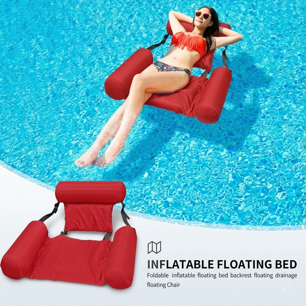 Chaise Gonflable Pliable Pour Piscine et Plage – 120 x 100 cm – Rouge