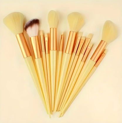 Kit de 13 Pinceaux de Maquillage Professionnels - Jaune