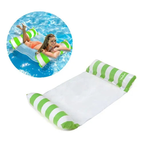 Hamac de Piscine Gonflable 4 en 1 avec Filet – Flotteur Multifonction Pliable – 128 x 68 x 78 cm - Vert