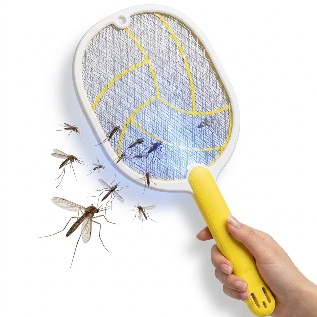 Raquette Électrique Anti-Moustiques Rechargeable USB – Tue-Insectes Haute Tension - Jaune