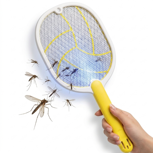 Raquette Électrique Anti-Moustiques Rechargeable USB – Tue-Insectes Haute Tension - Jaune