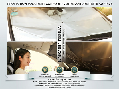 Pare-Soleil Forme Parapluie Pliable Pour Pare-Brise De Voiture