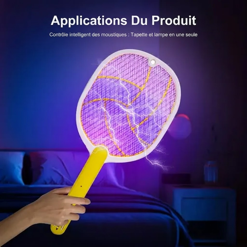 Raquette Électrique Anti-Moustiques Rechargeable USB – Tue-Insectes Haute Tension - Jaune
