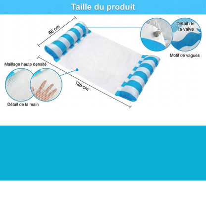 Hamac de Piscine Gonflable 4 en 1 avec Filet – Flotteur Multifonction Pliable – 128 x 68 x 78 cm - Bleu