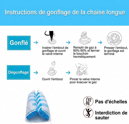 Hamac de Piscine Gonflable 4 en 1 avec Filet – Flotteur Multifonction Pliable – 128 x 68 x 78 cm - Bleu