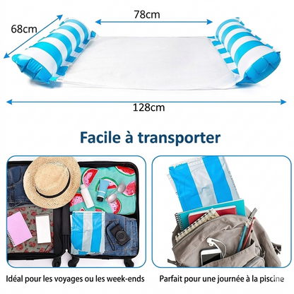 Hamac de Piscine Gonflable 4 en 1 avec Filet – Flotteur Multifonction Pliable – 128 x 68 x 78 cm - Bleu