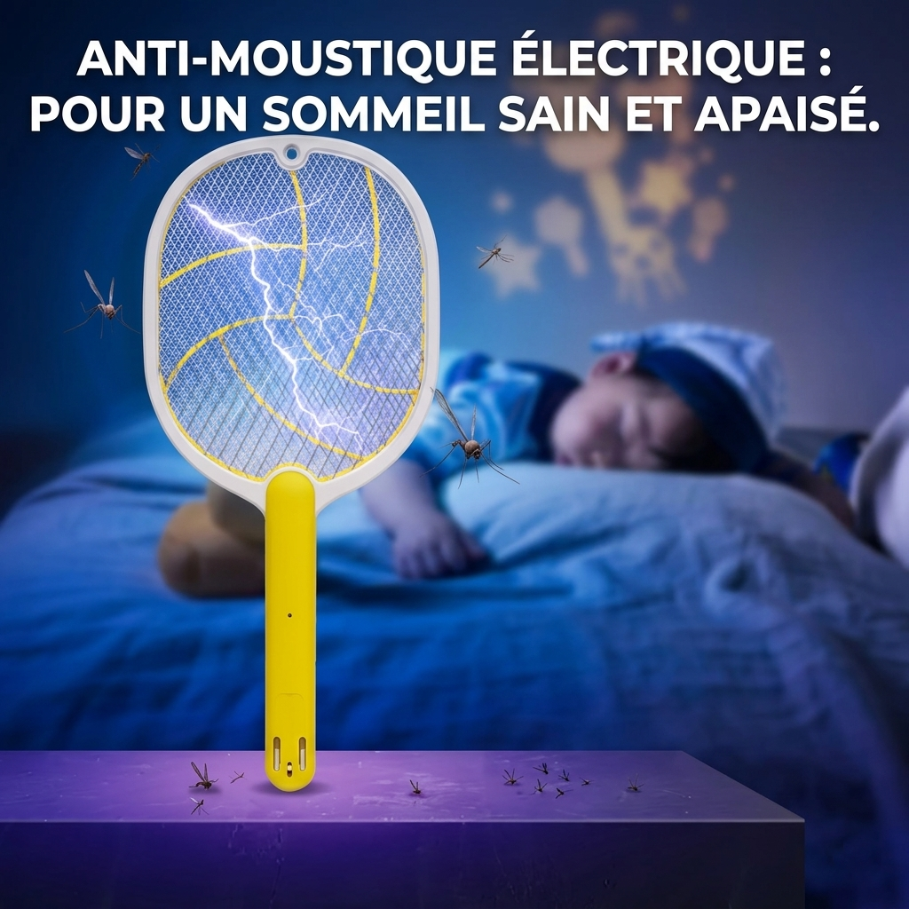 Raquette Électrique Anti-Moustiques Rechargeable USB – Tue-Insectes Haute Tension - Jaune