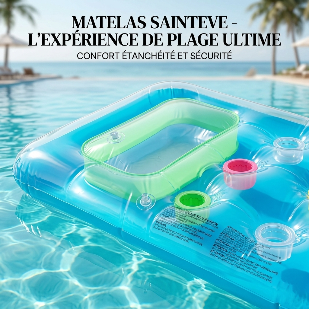 SAINTEVE Matelas de Plage Gonflable -183 x 69 cm-Bleu