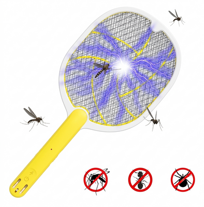 Raquette Électrique Anti-Moustiques Rechargeable USB – Tue-Insectes Haute Tension - Jaune