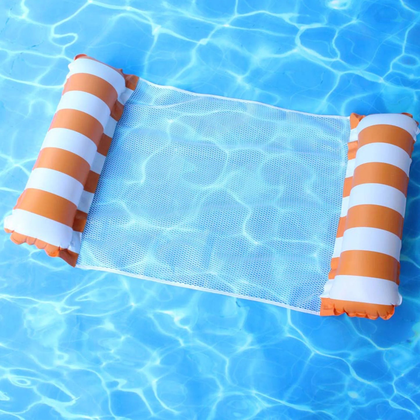 Hamac de Piscine Gonflable 4 en 1 avec Filet – Flotteur Multifonction Pliable – 128 x 68 x 78 cm - Orange