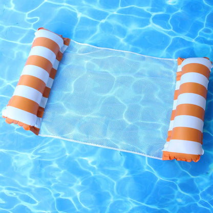 Hamac de Piscine Gonflable 4 en 1 avec Filet – Flotteur Multifonction Pliable – 128 x 68 x 78 cm - Orange
