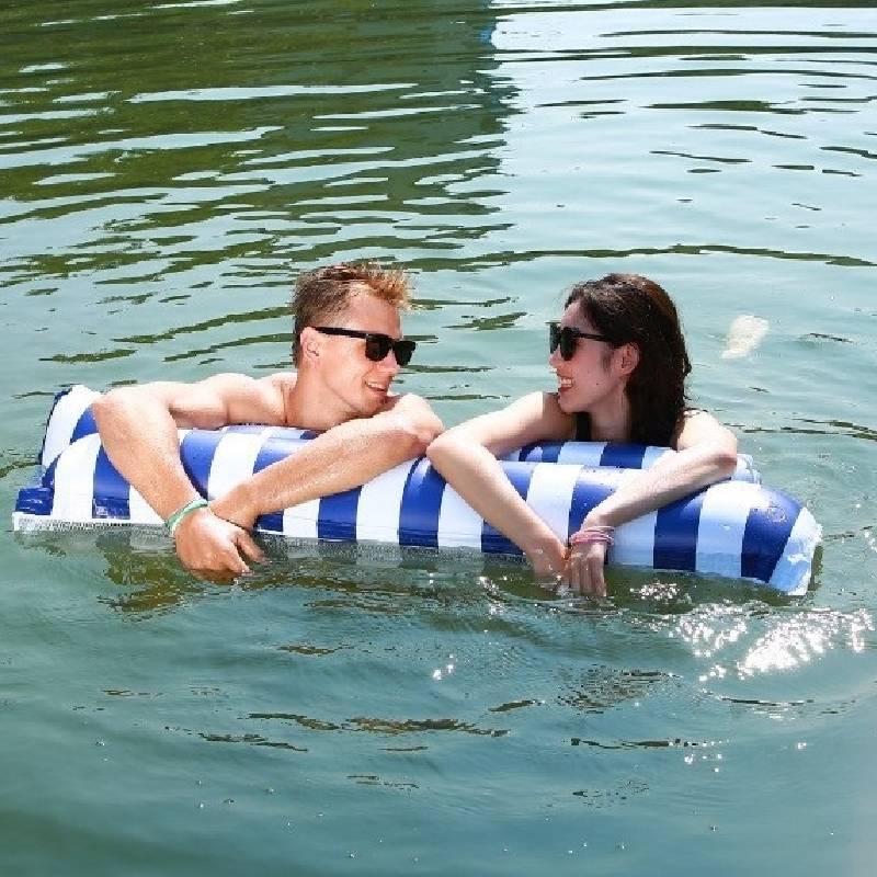 Hamac de Piscine Gonflable Flottant Pliable--SAINTEVE-138 x 132 x 20 cm- 2 places-Bleu