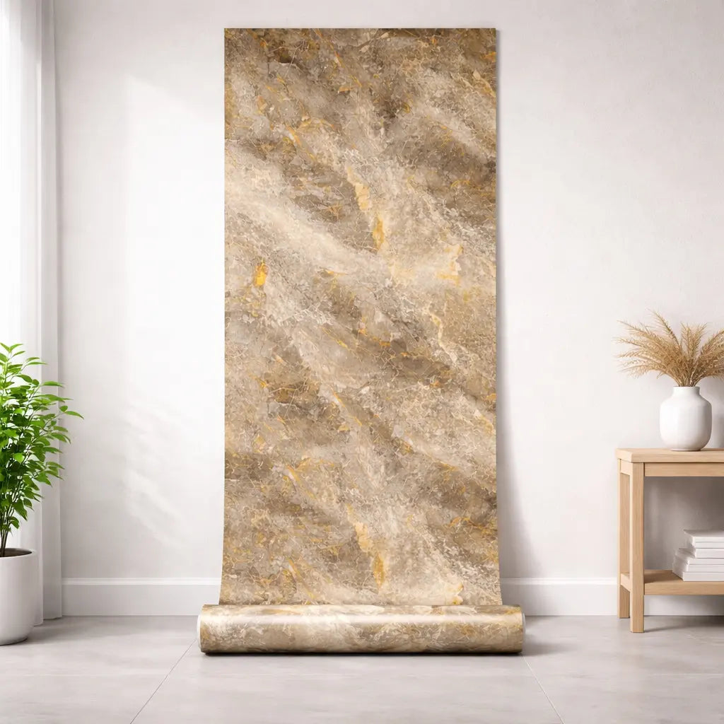 Rouleau Panneau Mural Autocollant Effet Marbre Grège 60 cm x 2,80 m – Épaisseur 3 mm