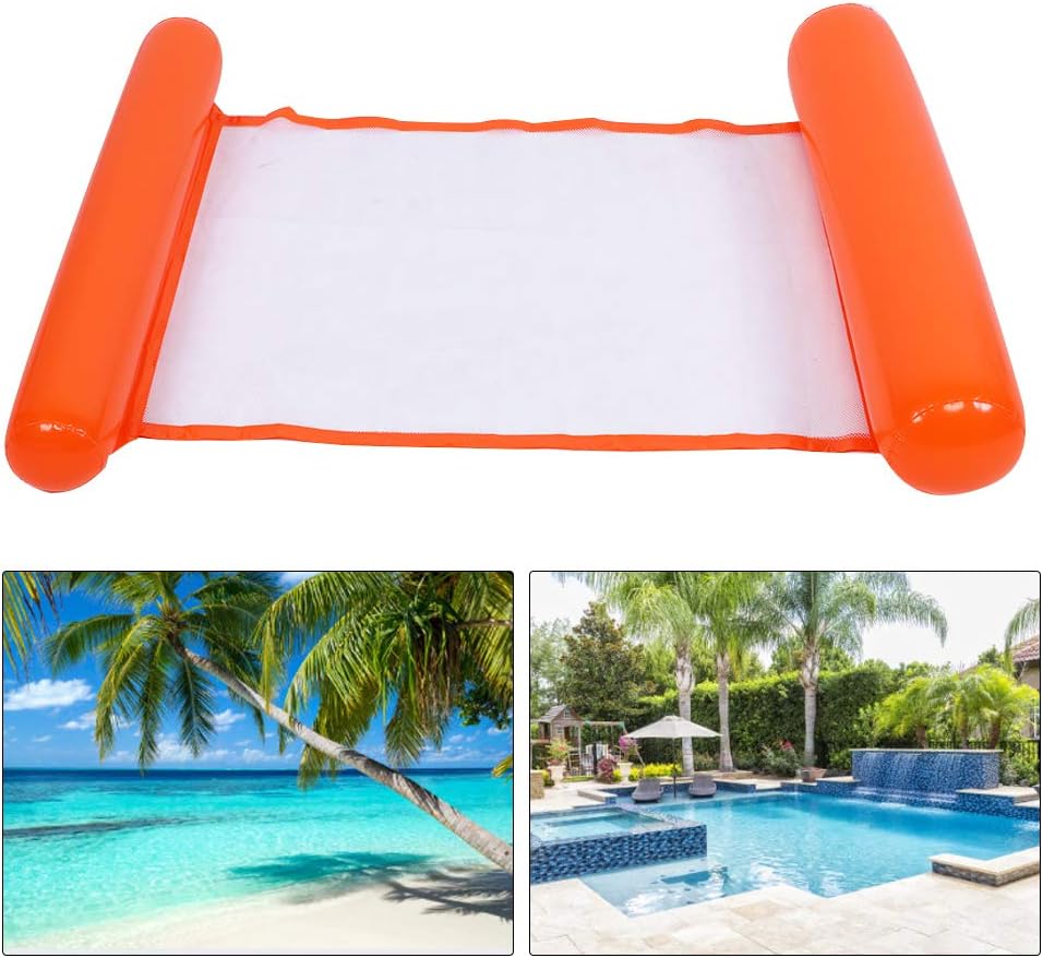 Hamac de Piscine Gonflable Flottant Pliable-SAINTEVE -110 x 80 x 18 cm- 1 place-Orangé