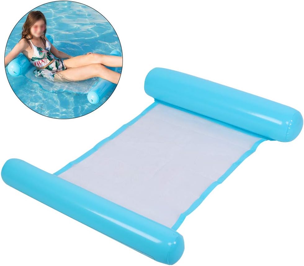 Hamac de Piscine Gonflable Flottant Pliable-SAINTEVE -110 x 80 x 18 cm- 1 place-Bleu ciel