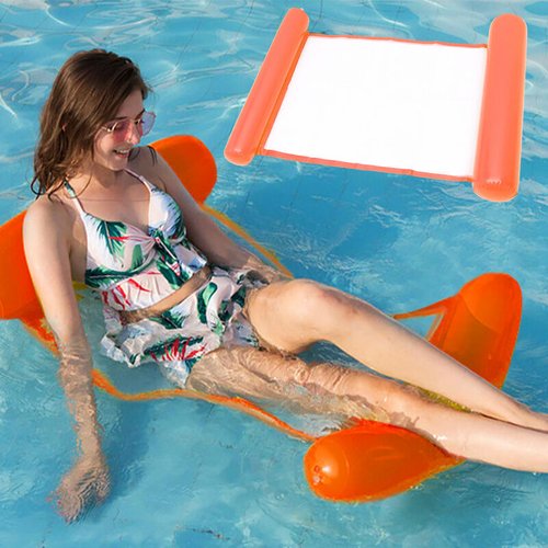 Hamac de Piscine Gonflable Flottant Pliable-SAINTEVE -110 x 80 x 18 cm- 1 place-Orangé
