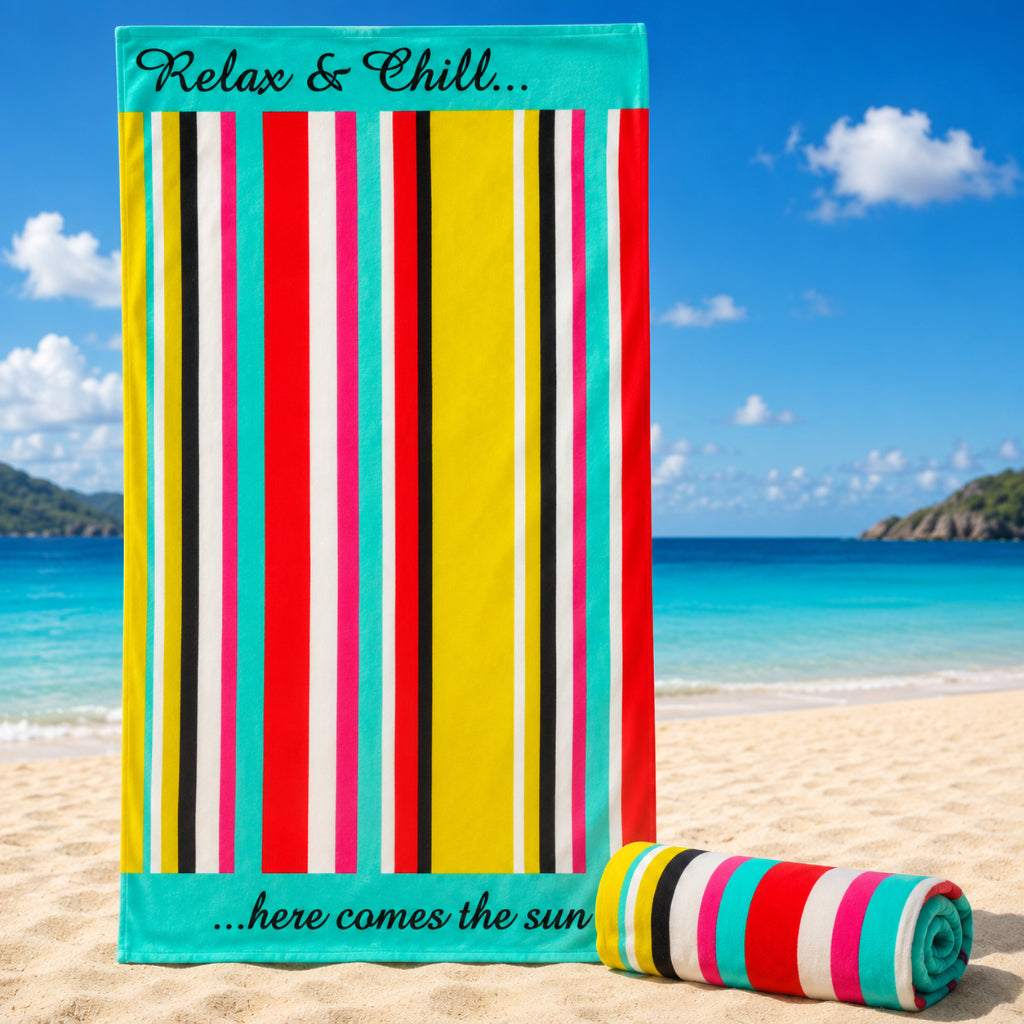 Serviette de Plage Microfibre Rayée – 150 x 70 cm
