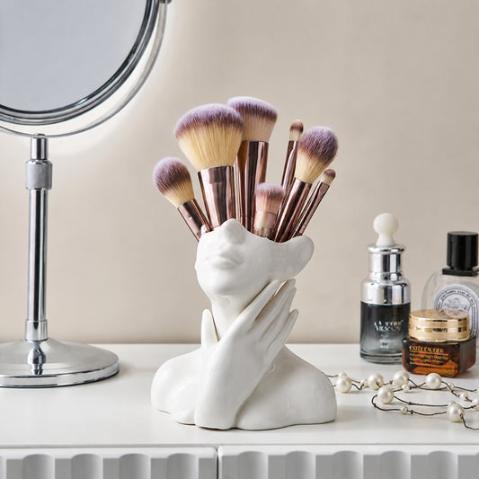 Vase Organisateur Design Visage Moderne – Blanc