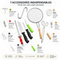 Kit Barbecue en Acier Inoxydable – Grille 22 cm + Couteaux + Pince + Aiguiseur