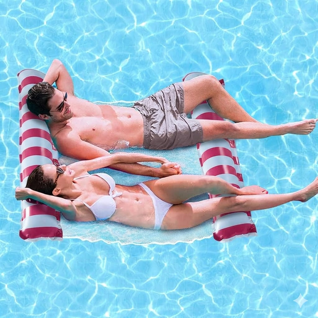 Hamac de Piscine Gonflable Flottant Pliable--SAINTEVE-138 x 132 x 20 cm- 2 places-Rose