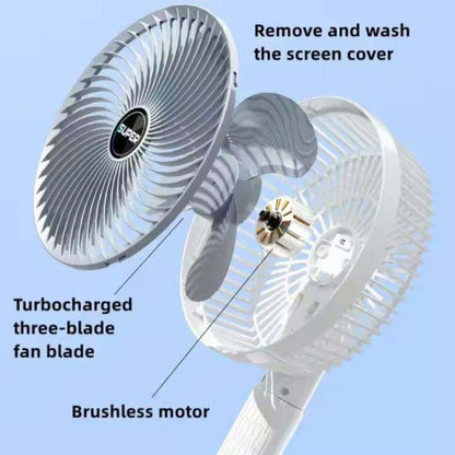 Ventilateur Portable Rechargeable Multifonction – 3 Vitesses – Support Bureau & Fixation Murale