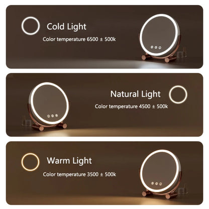 Miroir de Maquillage LED Rechargeable avec Tactile – Rotation 360° Réglable et Ajustable - Rose