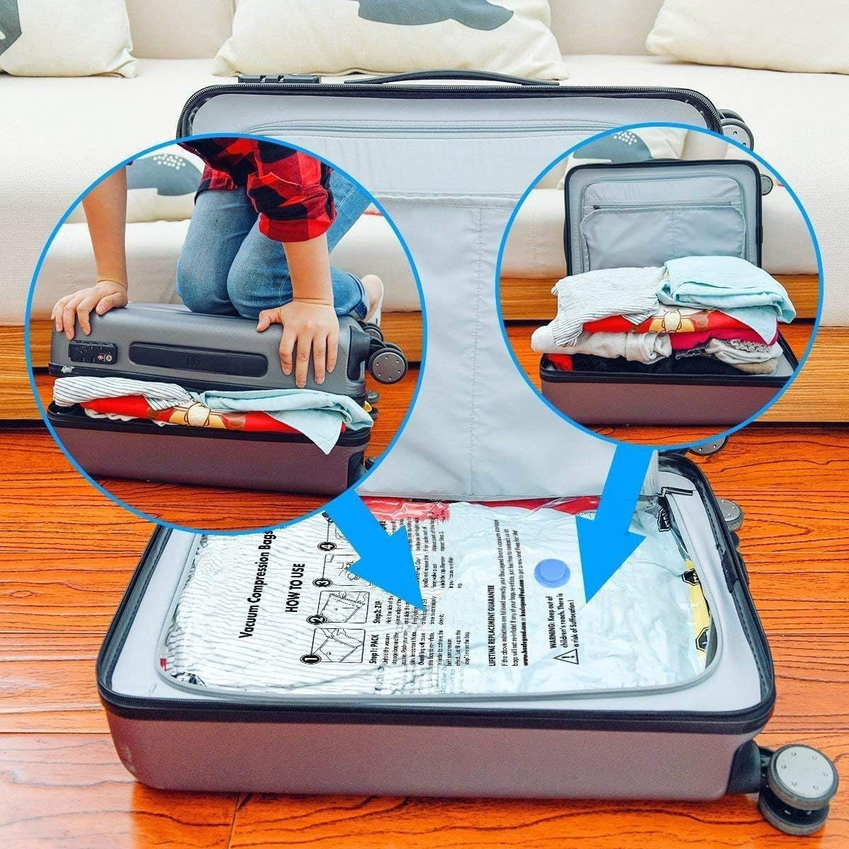 Lot de 5 Sacs de Rangement Sous Vide Avec Pompe