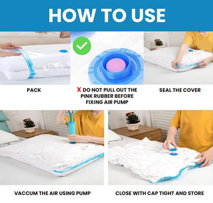 Lot de 5 Sacs de Rangement Sous Vide Avec Pompe